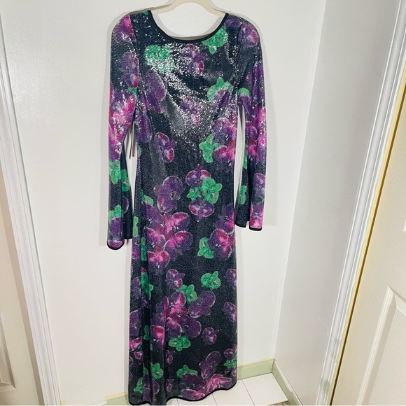 NEW Anthropologie The Wolf Gang Lenee Sequin Maxi Dress Floral Cocktail Wedding - Picture 3 of 10